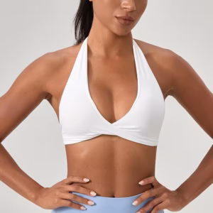 White V Neck Yoga Bra