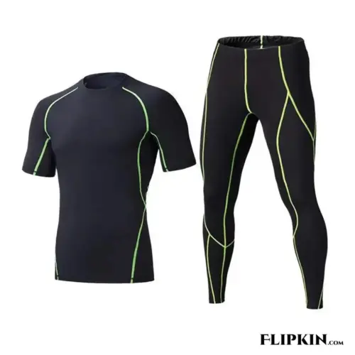 Men's Compression Workout Set - Quick-Dry Shirt and Tights